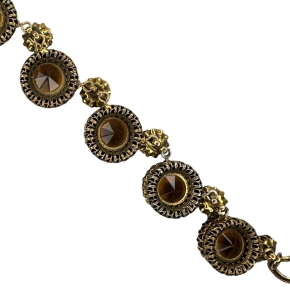 Henkel & Grosse for Dior Rootbeer Art Glass Necklace Vintage Dog Tooth Setting - Picture 11 of 12